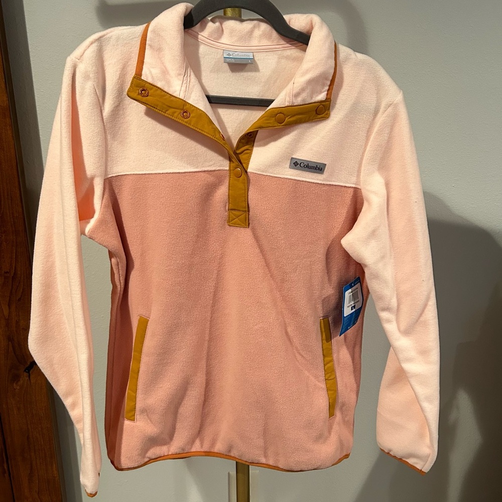 Columbia Pullover Quarter Button Fleece Pink and Peach